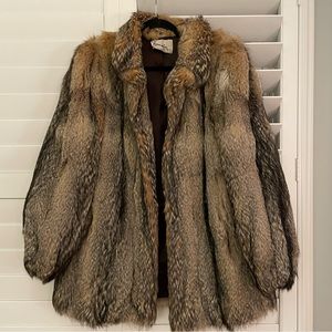 Dennis Furs Yves Saint Laurent Fur Coat Jacket Brown Tan Size S